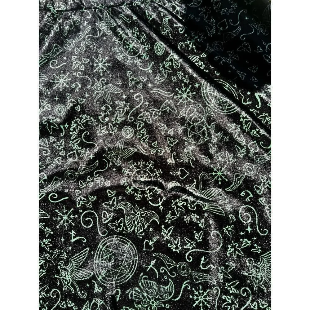 Wicked Paul Tazewell Black Green Velvet Dress XL (14) Celestial Print